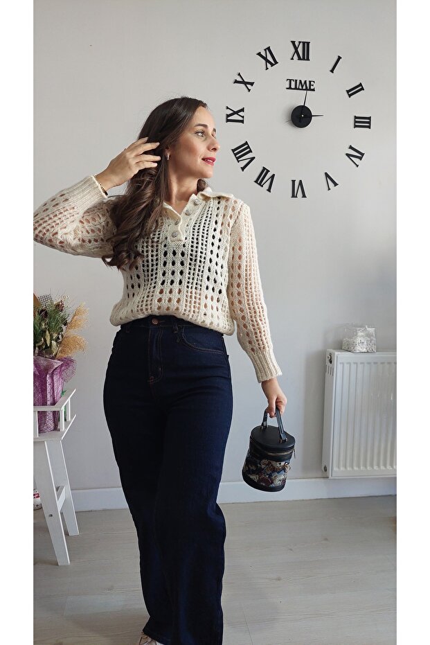 TAŞ DÜĞMELİ DELİKLİ TRİKO - 1