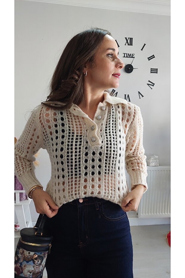 TAŞ DÜĞMELİ DELİKLİ TRİKO - 2