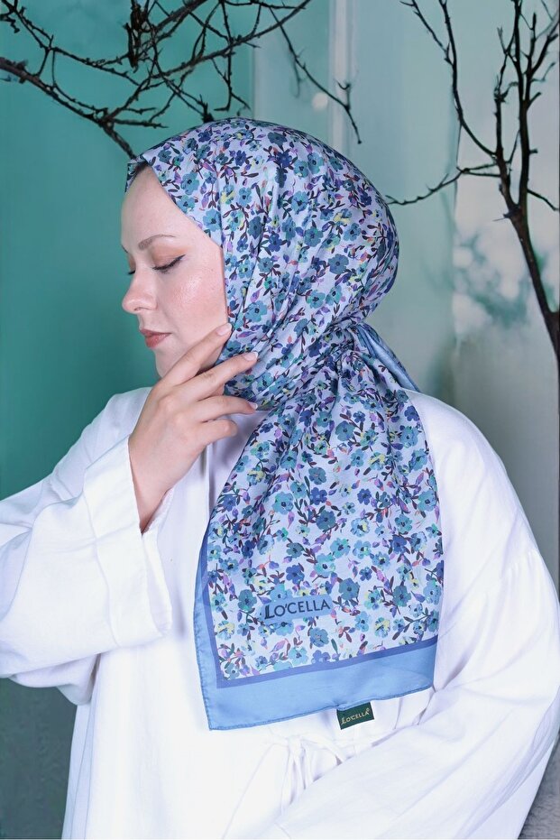 شال قطني منقوش على شكل زهرة - 1