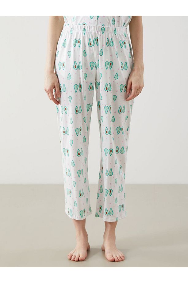 LCW DREAM Ekru Beli Lastikli Desenli Hamile Pijama Altı - 2