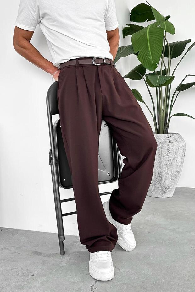Brown Basic Premium Fabric Trousers - 1