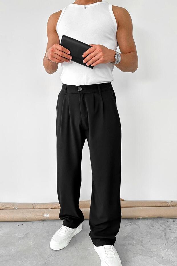 Black Basic Premium Fabric Trousers - 4