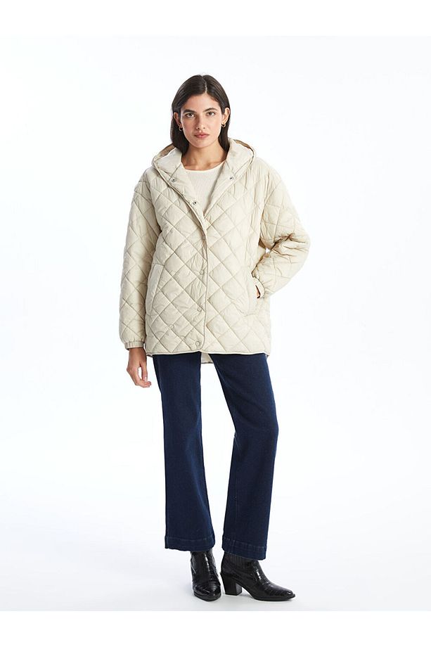 Kapüşonlu Kapitone Oversize Kadın Şişme Mont - 2