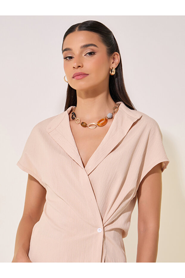 قميص وبنطلون متناسقان بأزرار ملفوفة - 4