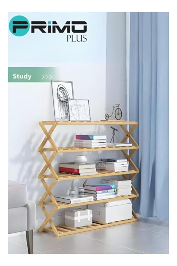 رف قابل للطي من الخيزران بخمس طبقات - 6