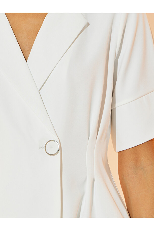 Solid Notch Lapel Wrap Front Top - 4