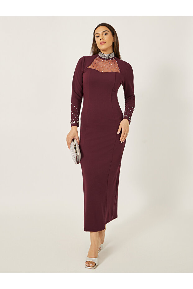 Embellished Sweetheart Neck Sheath Maxi Dress