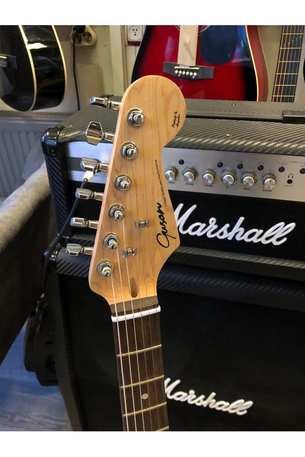 Strat Kasa Kırmızı Beyaz Elektro Gitar Sss ( Kılıf, Pena, Askı, Kablo Hediye ) - 3