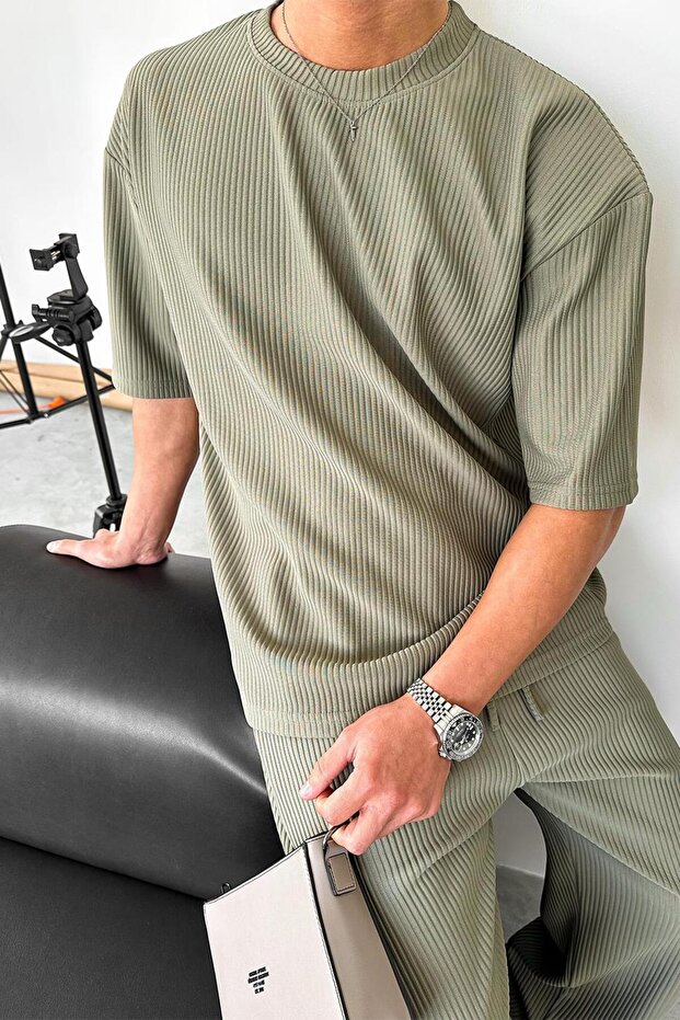 Khaki Corduroy Oversize T-Shirt