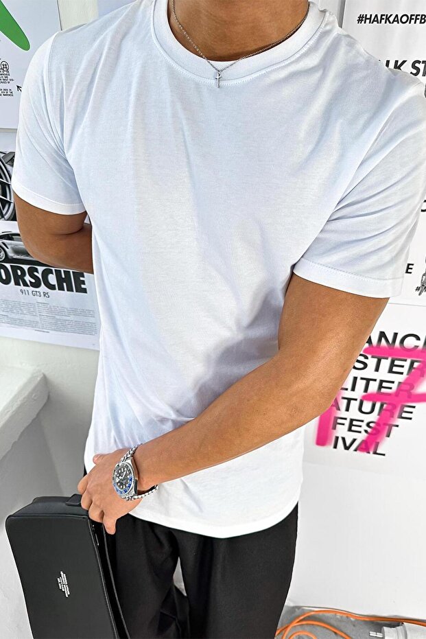 Optik Beyaz Basic Premium Regular Fit Tişört - 1