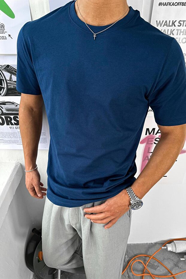 Μπλουζάκι Navy Blue Basic Premium Regular Fit - 3