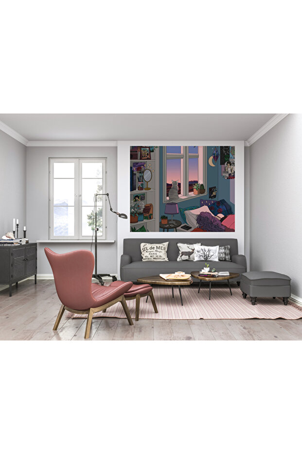 Pencere Önü Kedisi Duvar Örtüsü Ve Duvar Halısı - 2