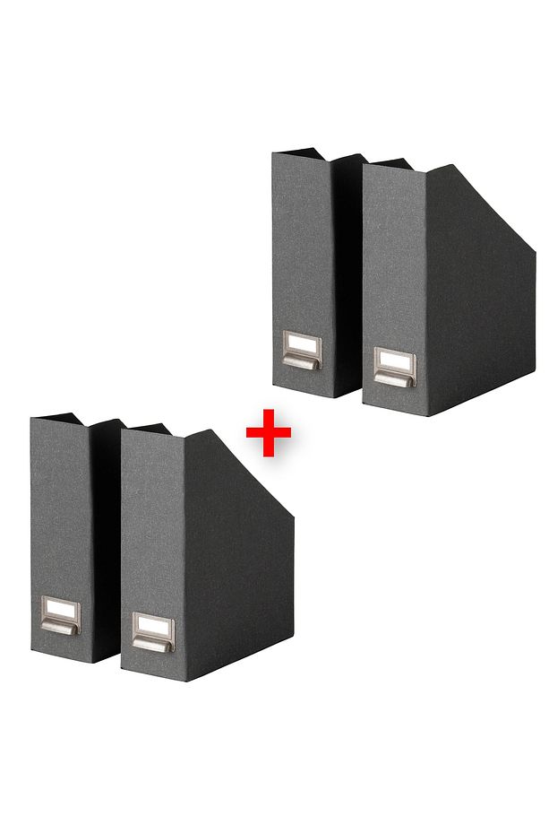 4 Adet Dosyalık 10x26x30 Cm İkea 4'lü Set Evrak Rafı Dosya Kutusu Koyu Gri Raf Karton - 1