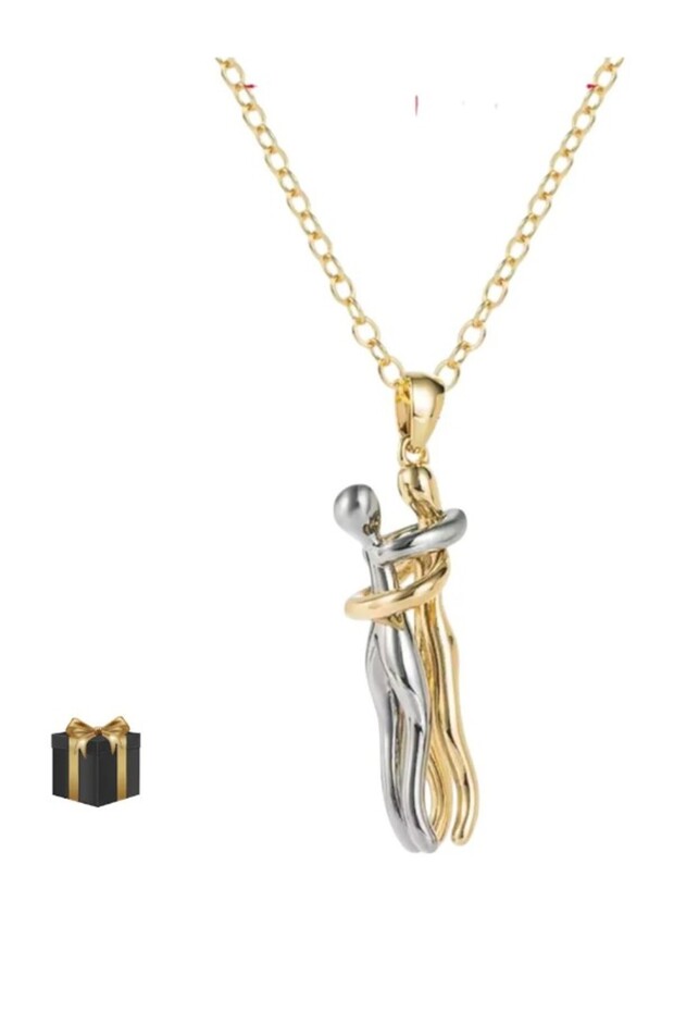 Unisex Lover Couple Necklace - Steel Hugging Gift Friend