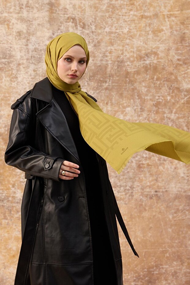 F Pattern Cotton Jacquard Shawl - 2