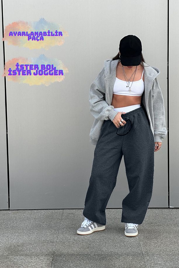 Baggy Tek Eşofman Altı İki Stil: Paçanı İstediğin Gibi Ayarla, Hem Düz Hem Jogger Kullan - 4