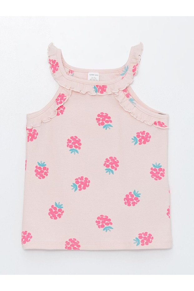 Crew Neck Printed Baby Girl Undershirt (S4)