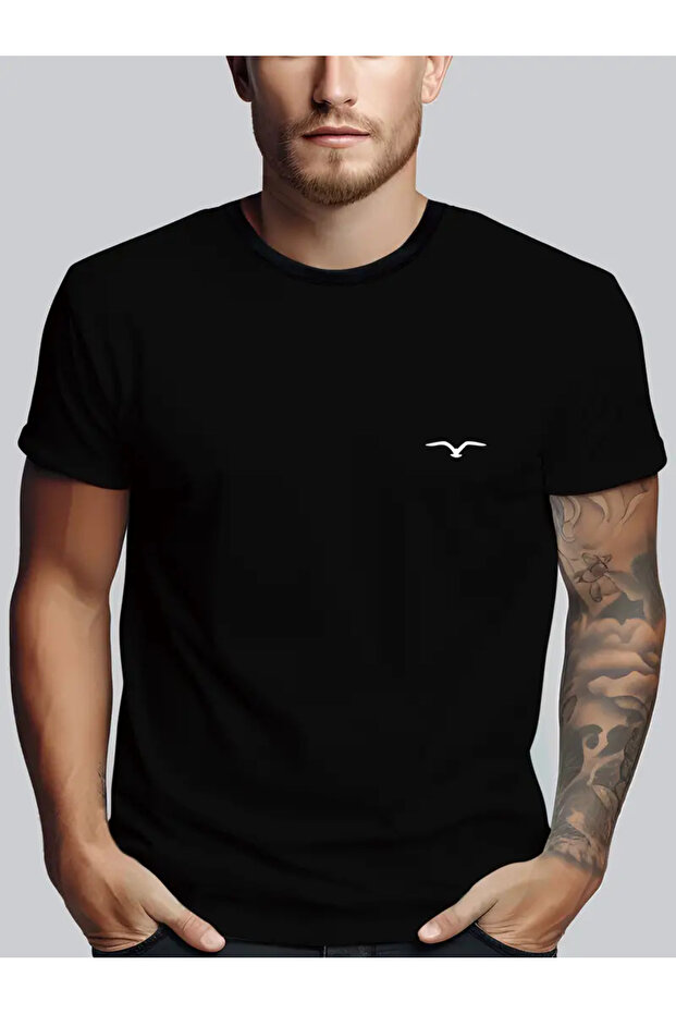 Unisex Seagull Printed Crew Neck Oversize T-Shirt