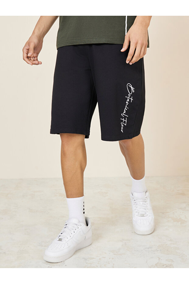 Slogan Embroidery Oversized Shorts