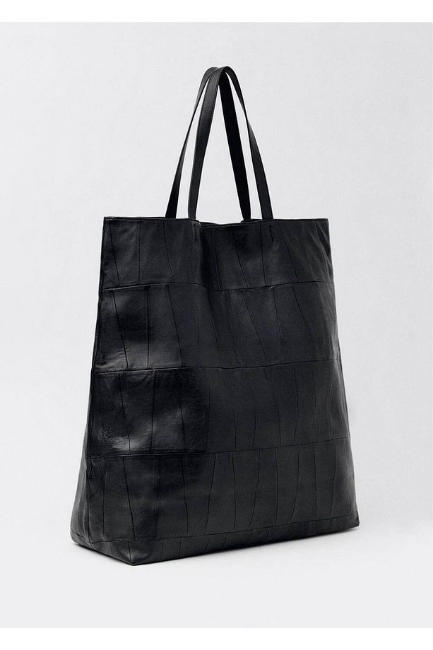 Patchwork deri shopper çanta - 1