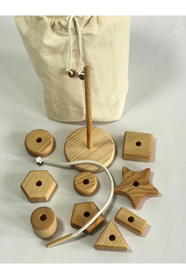 String Threading Toy Intelligence Skill Development Fine Motor Development Mentessori Game Wooden Toys Geometric Shapes