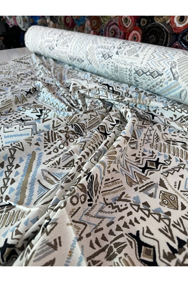 Şile Bezi Kumaş Çift En Geometrik Desenli - 2