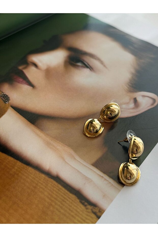 Gold Sallantılı Çelik Küpe - 2