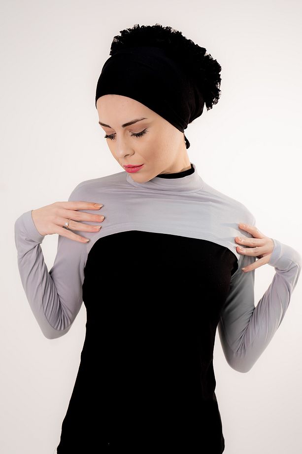 Balıkçı Yakalı Boyunluklu Kolluk Gri Rengi - 4