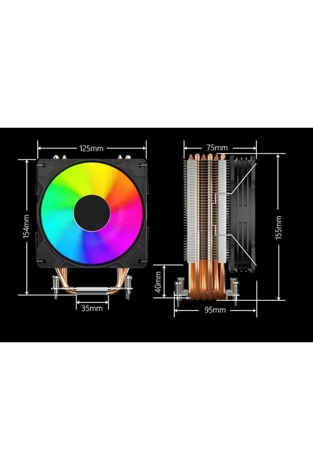 TW120 6 Bakır Borulu ARGB Kule Tipi İşlemci Soğutucu Cpu Fanı Sadece İntel İşlemciler İçin - 5