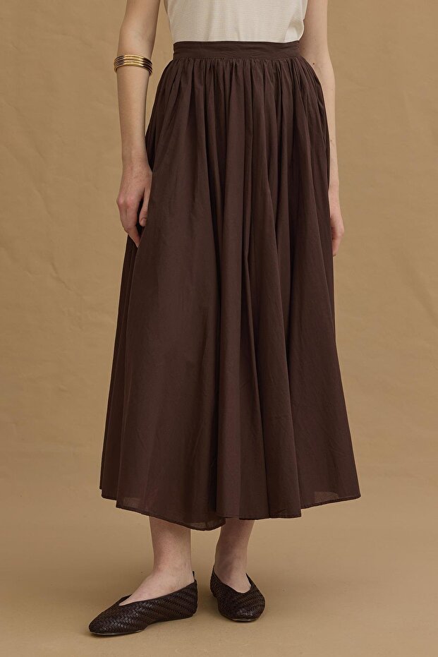 Gode Detailed Layered Skirt Brown