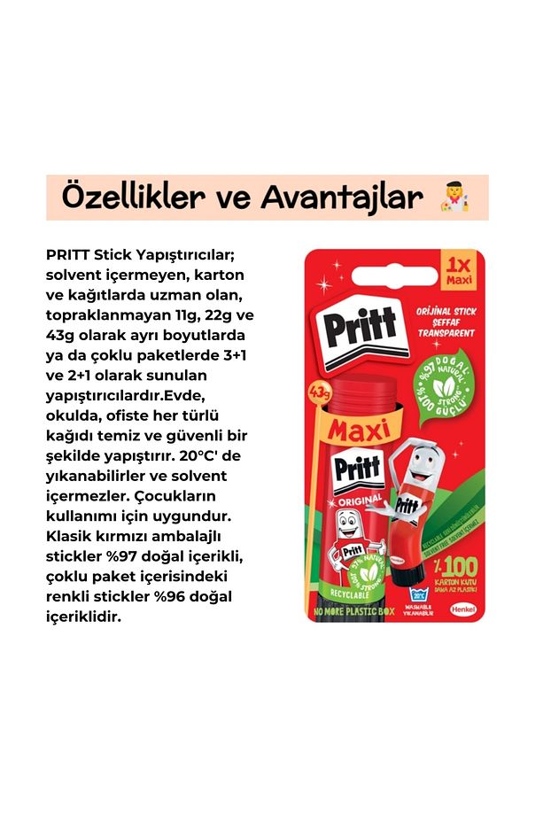 | Stick Yapıştırıcı, 43 gr, Kağıt ve Karton İçin, Solvent İçermez - 2