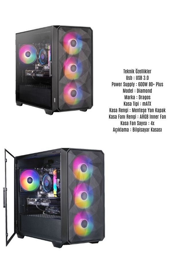 RMT2402 Ryzen 7 7700 / Rtx 4060 / 32Gb DDR5 Ram / 1Tb M2 Masaüstü Oyuncu Bilgisayarı - 2