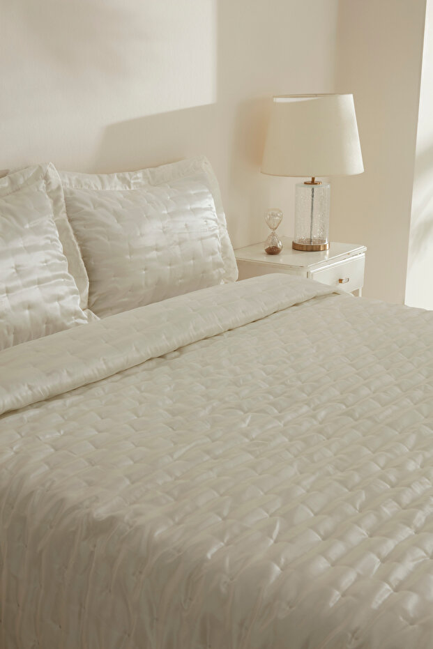 مفرش سرير مزدوج أبيض - 7