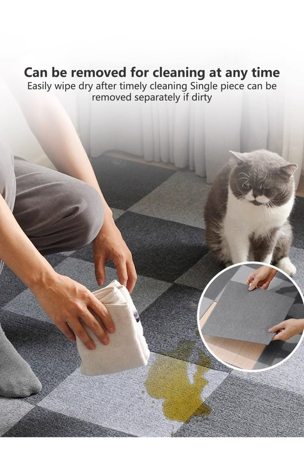 1 صورة لبلاط السجاد، تقشير ولصق، 40*200 سم، بلاط أرضيات سجاد مربع غير قابل للانزلاق ذاتي اللصق - 6