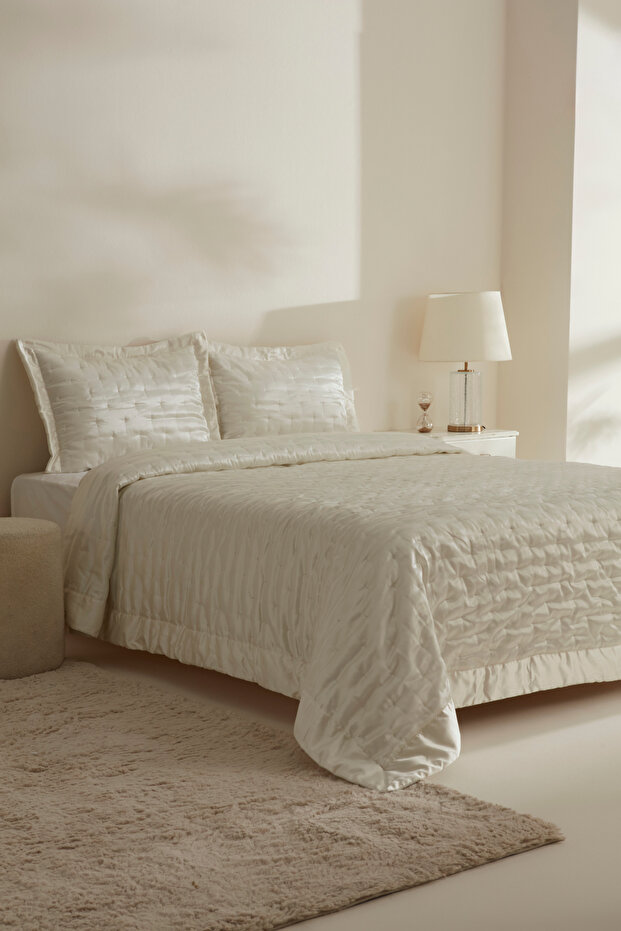 مفرش سرير مزدوج أبيض - 2