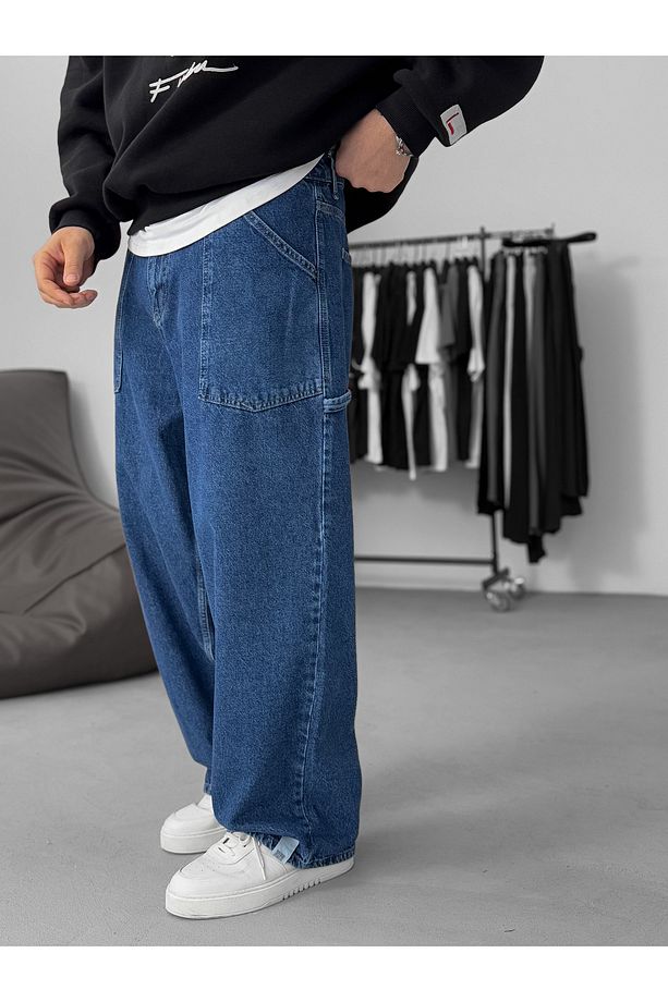 Mavi Relax Fit Cep Detaylı Pantolon C-6385 - 4