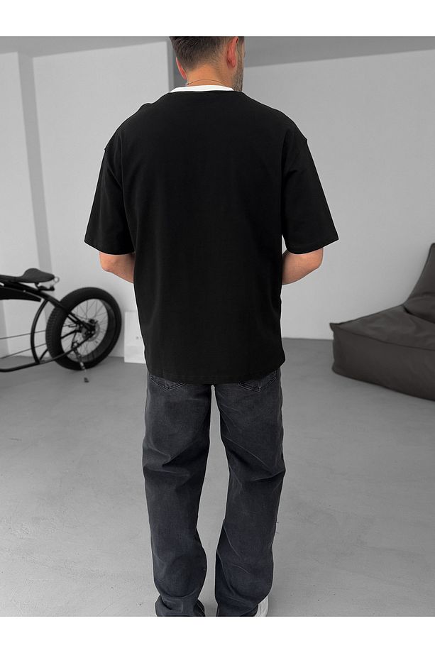 Siyah Infinite Baskılı Oversize T-Shirt PM-008 - 6