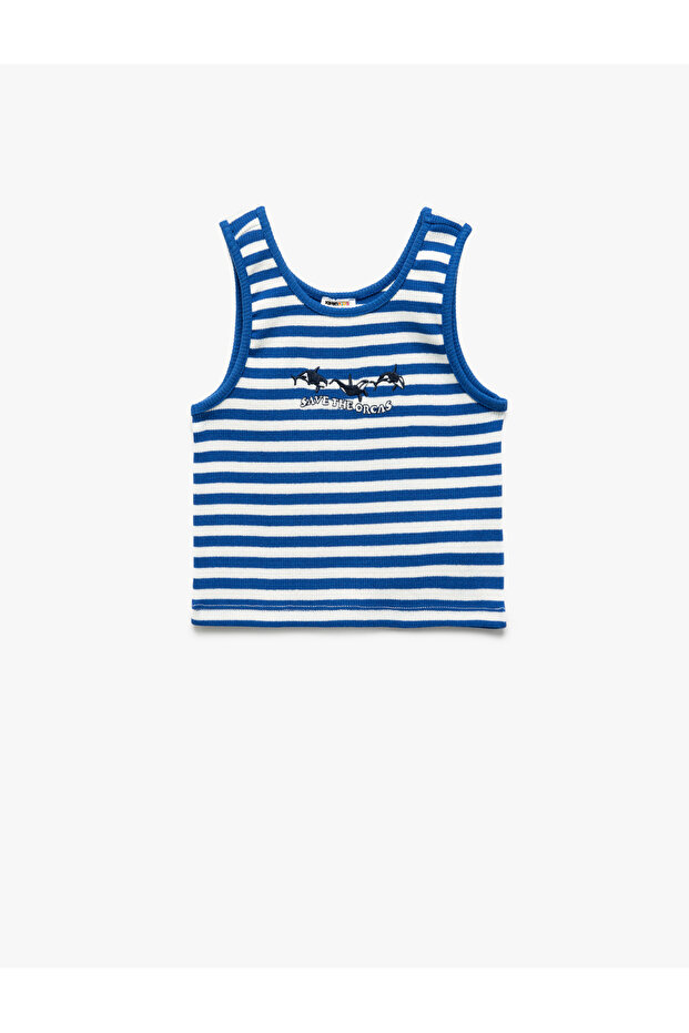Round Neck Sleeveless Camisole Striped Crop Tank Top