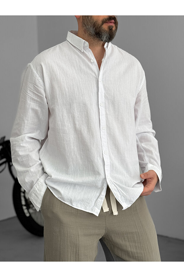 Beyaz Fresh Kumaş Basic Gömlek G-5138/12 - 4