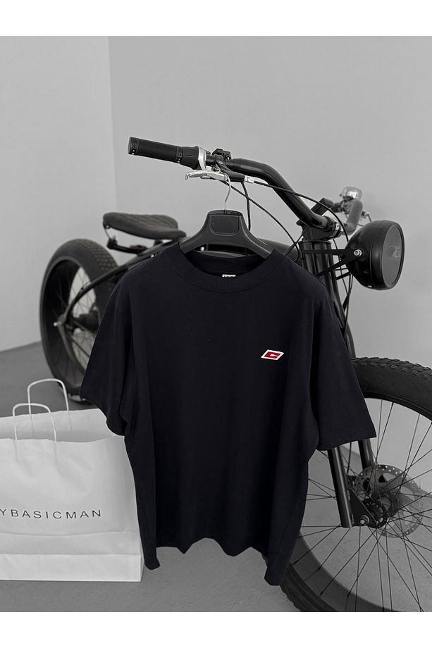 Siyah C Nakışlı Oversize T-Shirt C-062 - 6