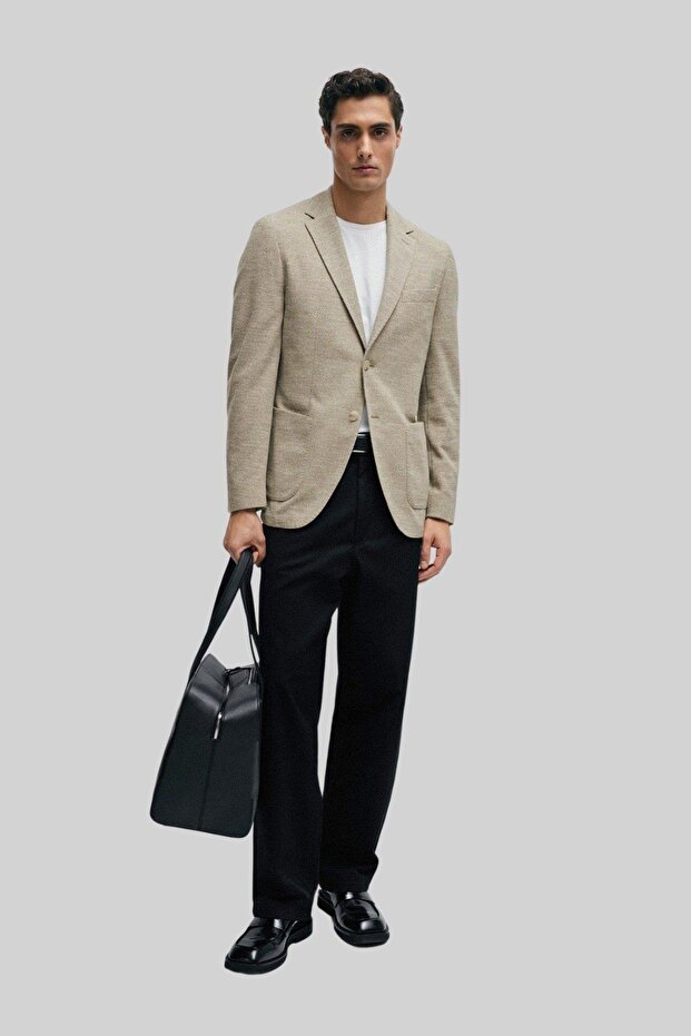 Jaye Erkek Regular Fit Blazer Ceket Krem - 5