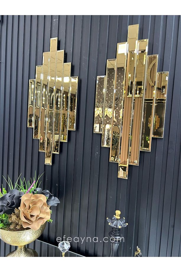 RİTMİK MODEL GOLD AYNA 2'Lİ SET (35x75cm x 2 adet) - 3
