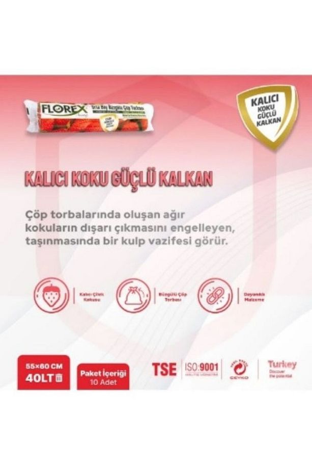 Büzgülü Çilek Kokulu Orta Boy Çöp Poşeti X 5 Rulo - 3
