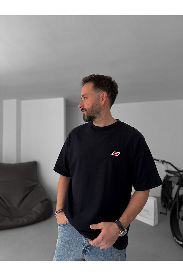 Siyah C Nakışlı Oversize T-Shirt C-062 - 4