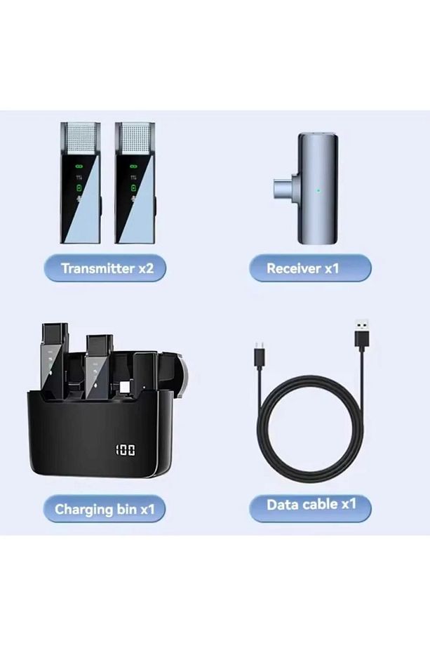 S16 4 Mikrofonlu Iphone Ve Type-c Uyumlu Kablosuz Yaka Mikrofonu Şarj Göstergeli Gürültü Azaltma - 5