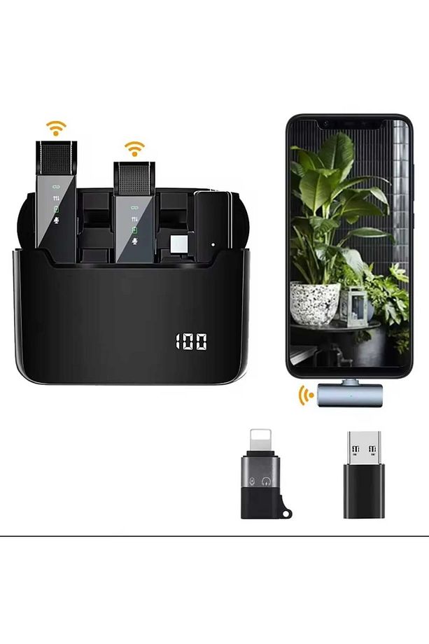 S16 4 Mikrofonlu Iphone Ve Type-c Uyumlu Kablosuz Yaka Mikrofonu Şarj Göstergeli Gürültü Azaltma - 4