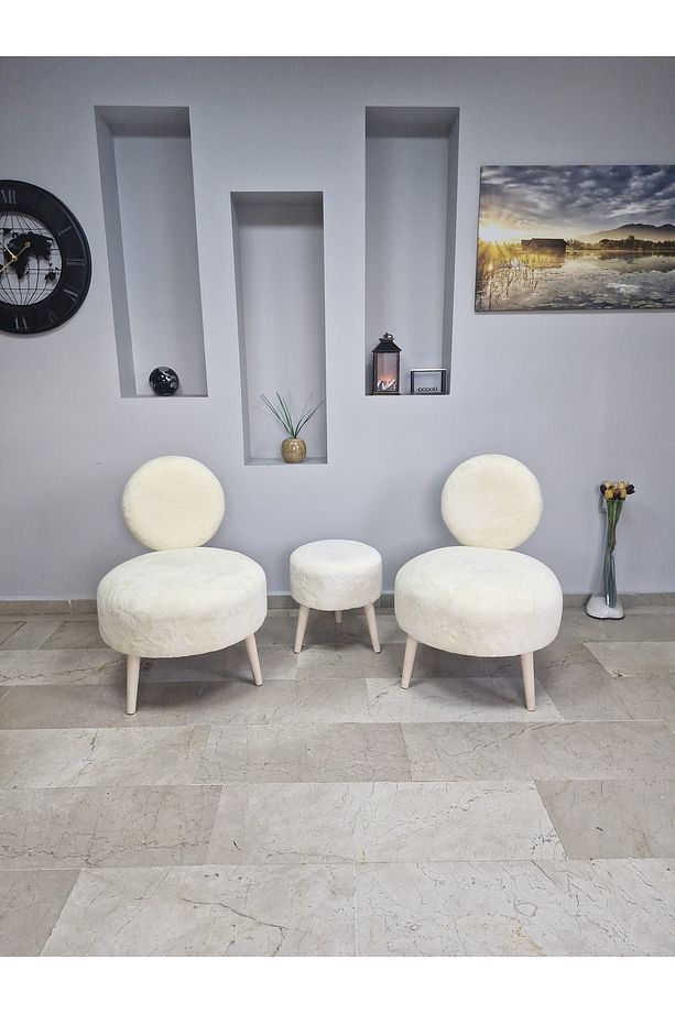 DÜNYA3lü Koltuk Seti Berjer -Bekleme Salonu Tekli Koltuk - Puf Seti - Cafe - Balkon - Ofis Mobilyası - 2