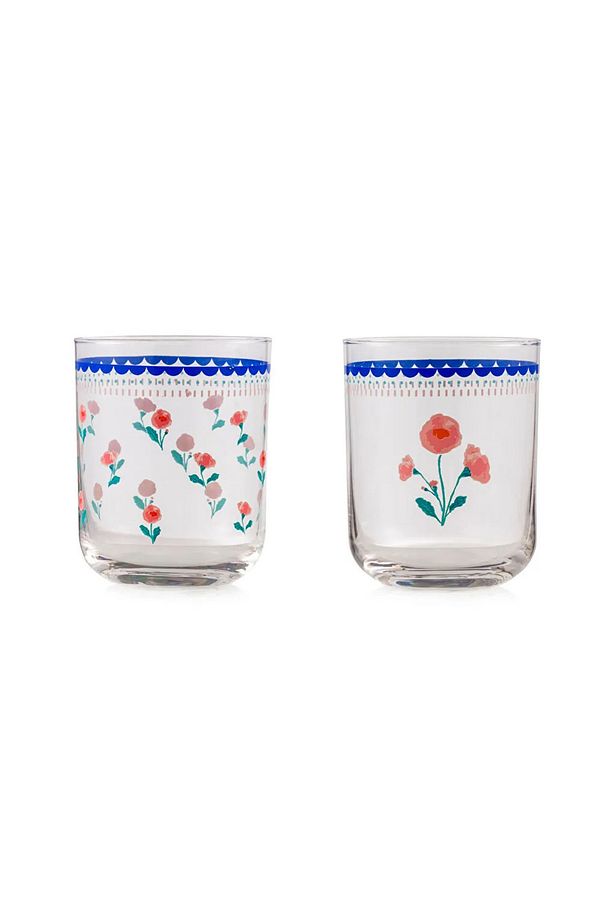 Karışık Çiçek Baskılı Cam Su Bardağı 3'lü 350 Ml - 4