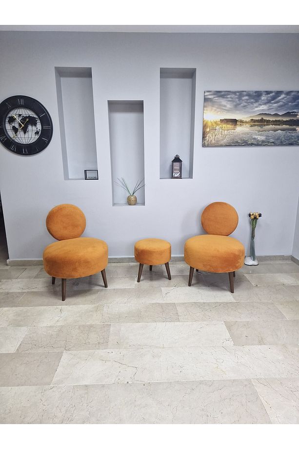 DÜNYA3lü Koltuk Seti Berjer -Bekleme Salonu Tekli Koltuk - Puf Seti - Cafe - Balkon - Ofis Mobilyası - 5