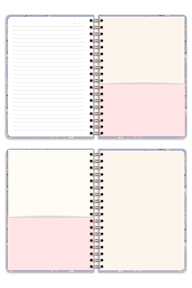 A5 15X21 cm Spiral Elastic Striped Undated Notepad Cherry Bow - 7